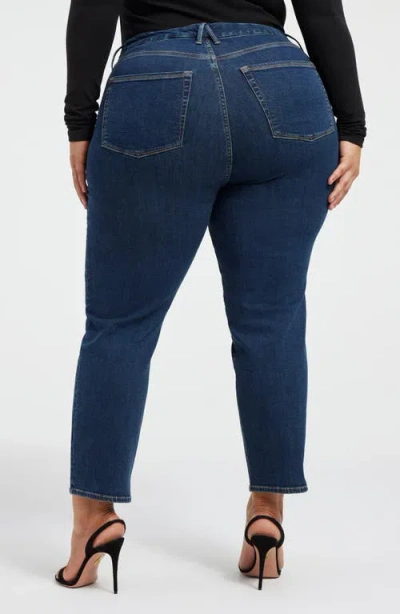 Good American Good Boy Step Hem High Waist Ankle Straight Leg Jeans In Blue