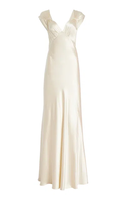 Monique Lhuillier Draped Crepe-satin Gown