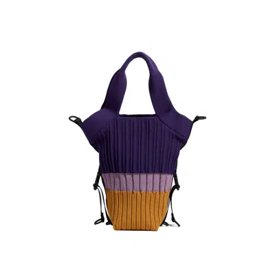 Atacz Women's Yellow / Orange / Pink Voyage Tote Bag - Dark Purple Stripes