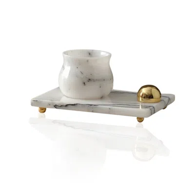 Marleth White Marble Espresso Cup With Serving Tray