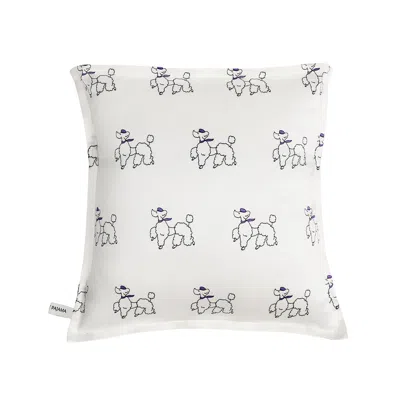 Not Just Pajama White Diamond Poodles Silk Throw Pillow - Multiple Poodles