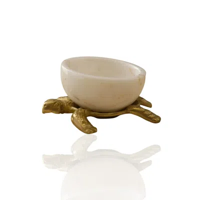 Marleth Women's Gold / White White Marble Mini Bowl With Brass Turtle Base