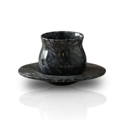 Marleth Black Marble Espresso Cup With Matching Saucer