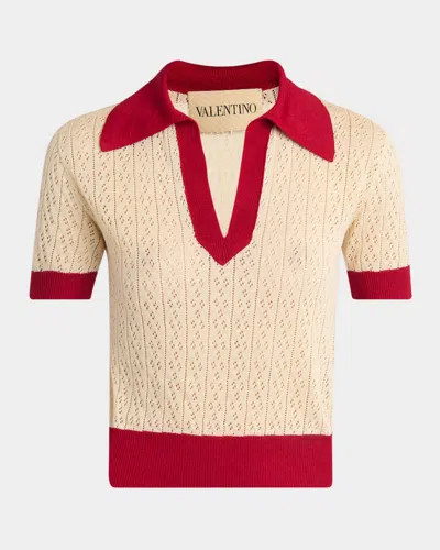 Valentino Pointelle Linen-viscose Sweater