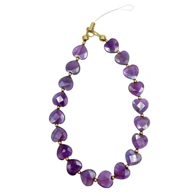 Farra Pink / Purple Heart Shaped Amethyst Phone Strap