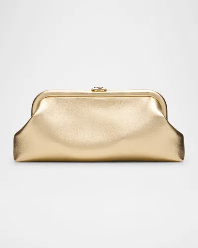 Jimmy Choo Skylar Frame Metallic Leather Clutch Bag