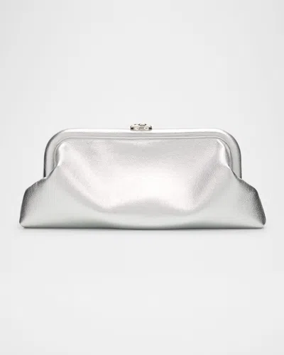 Jimmy Choo Skylar Frame Metallic Leather Clutch Bag