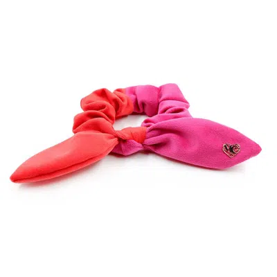 Miss Cicconi Women's Pink / Purple / Red Eliza - Scrunchy - Ferrari Red And Fuchsia Velvet