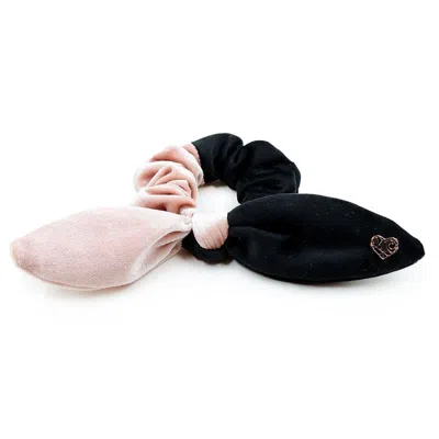 Miss Cicconi Women's Neutrals / Black / Pink Olivia - Scrunchy - Blush And Black Velvet