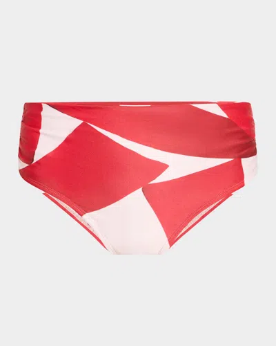 Lenny Niemeyer Ruched High-waist Bikini Bottoms In Red
