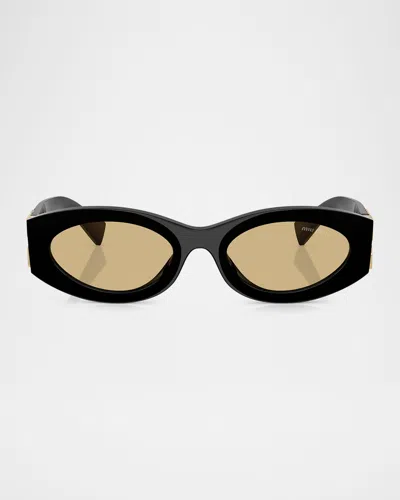Miu Miu Mu 11ws Acetate Oval Sunglasses