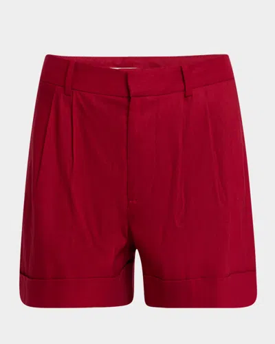 Alice And Olivia Conry Cuffed Linen-blend Shorts