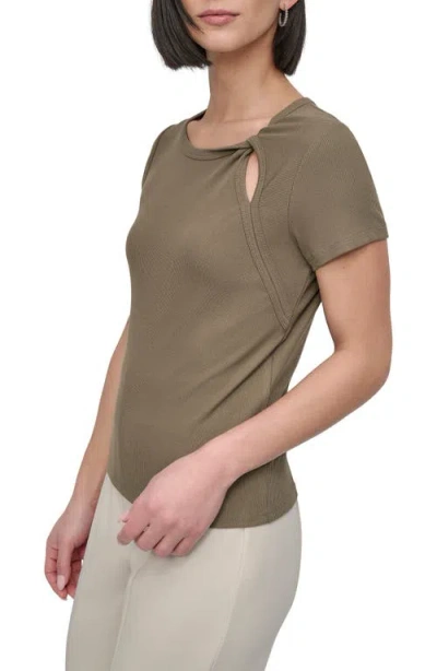 Dkny Twist Neck Rib T-shirt