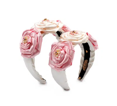 Miss Cicconi Women's Pink / Purple / White Frida-fleurette - White & Pink Silk Flower Headband - Pink & White Cry
