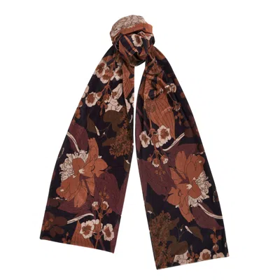 Fable England Women's Black / Brown  Deco Blooms Black Velvet Scarf
