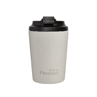 Fressko White , Bino Reusable Coffee Cup, Stainless Steel, Frost