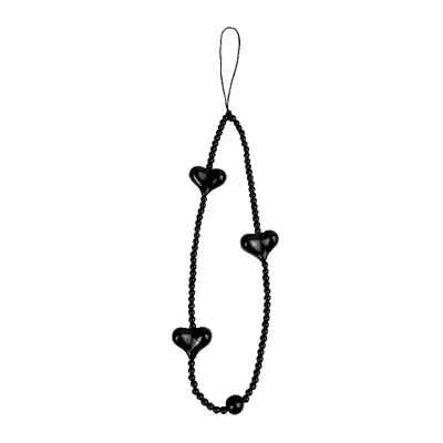 Gold Trip Black Hearts Wristlet Phone Strap