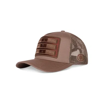 474 Co Men's Neutrals / Brown 474 Bars Embroidered Trucker Red Label Hat - Beige Brown