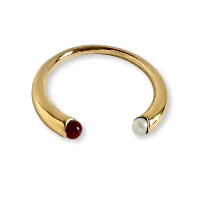 Gem Island Women's Gold / White / Red Teresa Bracelet