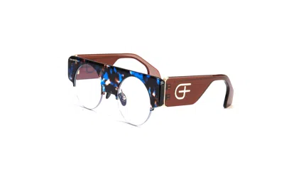 Galfer Eyewear Women's Gold / Blue / Brown Cascandito Eyeglasses  Blue Light Blocking Lenses Oversized Designer Fra