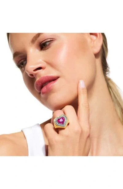 Kurt Geiger London Crystal Heart Halo Cocktail Ring