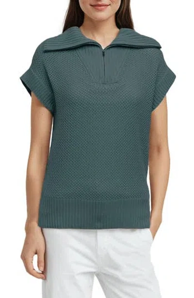 Three Dots Kim Dolman Sleeve Quarter Zip Sweater
