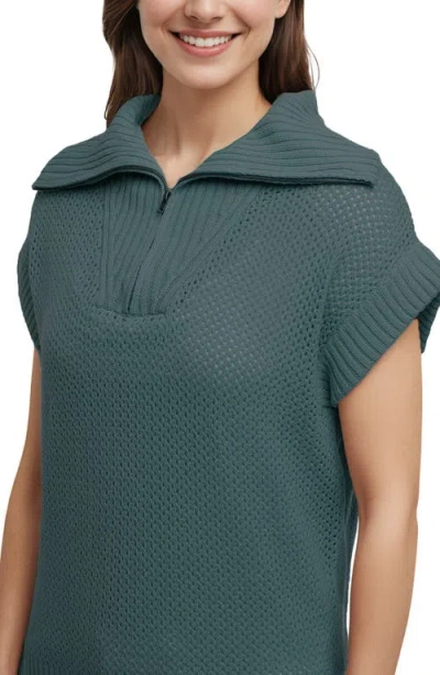 Three Dots Kim Dolman Sleeve Quarter Zip Sweater