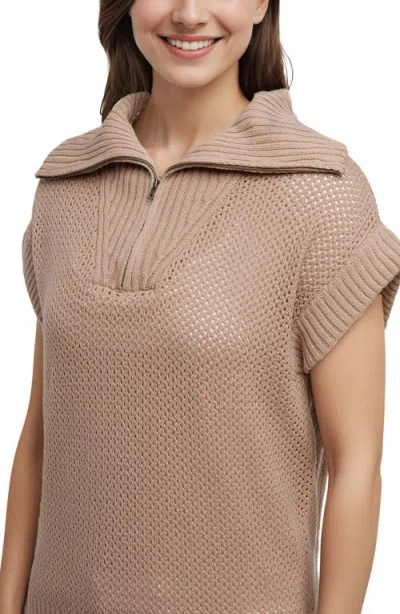Three Dots Kim Dolman Sleeve Quarter Zip Sweater