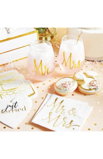 Creative Brands Mr & Mrs Stemless Set Of 2 Wine Glasses In Transparent