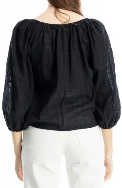 Max Studio Lace Trim Cotton Gauze Top