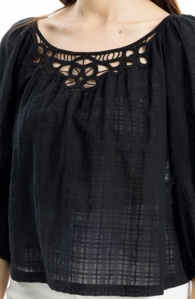 Max Studio Lace Trim Cotton Gauze Top