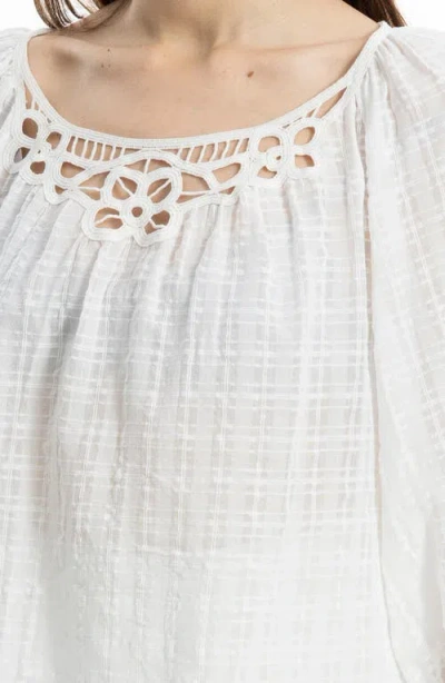 Max Studio Lace Trim Cotton Gauze Top