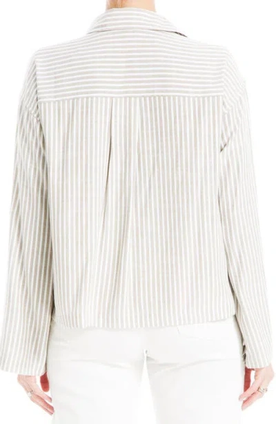 Max Studio Grid Print Roll Sleeve Popover Shirt