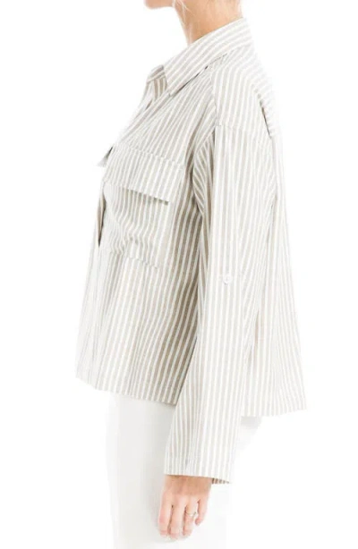 Max Studio Grid Print Roll Sleeve Popover Shirt