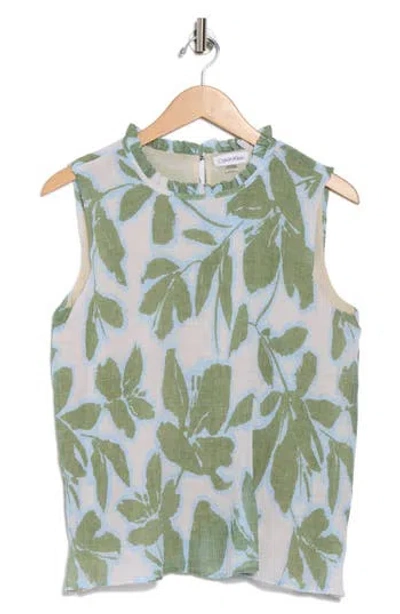 Calvin Klein Pleat Mock Neck Sleeveless Top