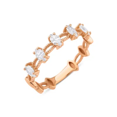 Melez Mini Atelier Women's Gold / Rose Gold / White Vera Diamond Ring - Solid Rose Gold With Diamonds