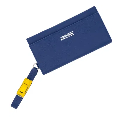 Absurde Women's Blue Parking Navy Leather Bifold Wallet With Yellow Car