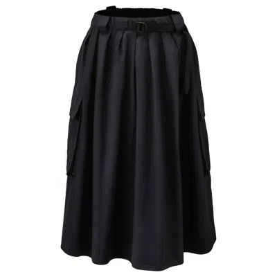 Smart And Joy Women's Blue Flared Cotton Skirt - Navy