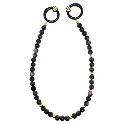 Farra Natural Black Obsidian Phone Strap