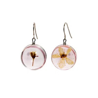 Laura Daili Women's Pink / Neutrals / Silver Sakura Bloom Asymmetric Glass Earrings