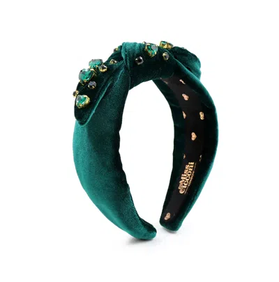 Miss Cicconi Women's Vanessa - Headband - Emerald Green Velvet - Heart Crystals