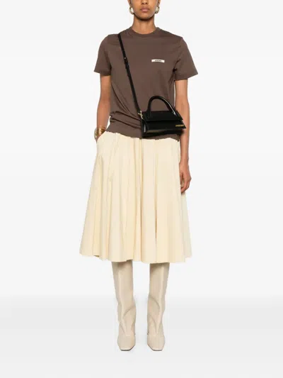 Jacquemus Crew Neck Box Cut Short Sleeve Top In Brown