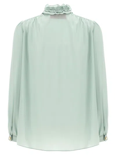 Valentino Silk Blouse With Bow Detail In Blue
