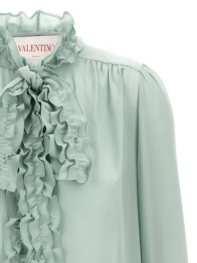 Valentino Silk Blouse With Bow Detail In Blue