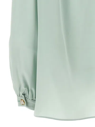 Valentino Silk Blouse With Bow Detail In Blue