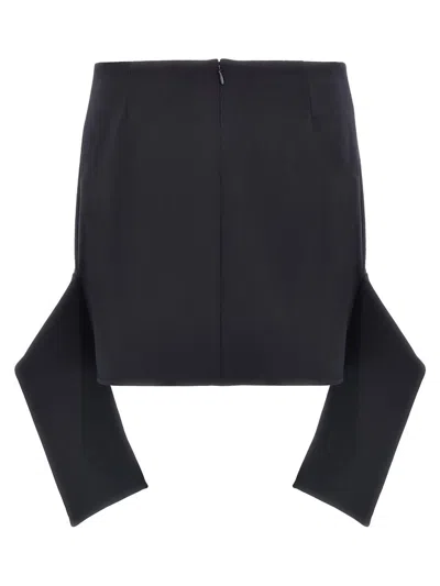 Courrèges Reversed Belt Satin Mini Skirt In Black