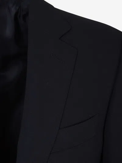 Canali Straight Wool Blazer In Black