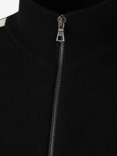 Palm Angels Black High Neck Sweatshirt With Logo Lettering On The Front In Wool Blend Man In Black