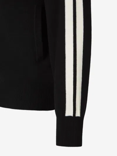 Palm Angels Black High Neck Sweatshirt With Logo Lettering On The Front In Wool Blend Man In Black