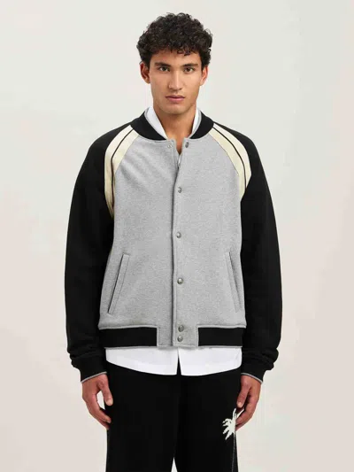 Palm Angels Front Button Closure Light Grey Sweater With Raglan Sleeves And Logo Detail In Gray